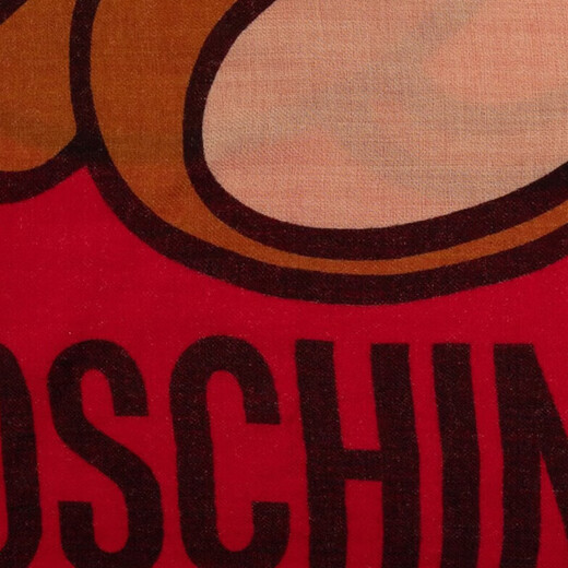 MOSCHINO Unisex Teddy Bear Pattern Tassel Scarf 03317 M2525 001 Red TU