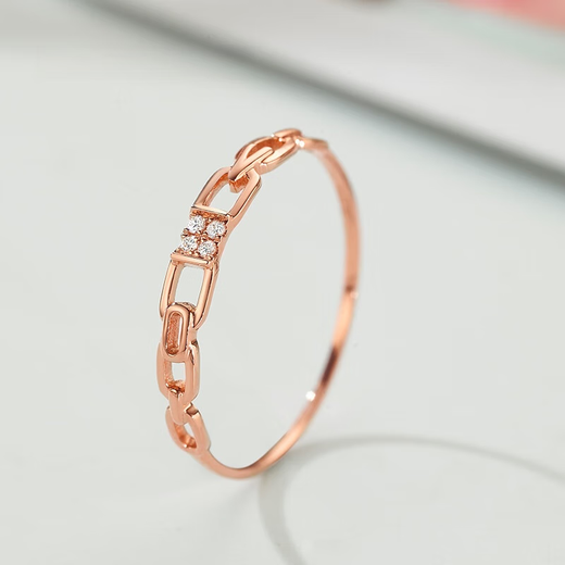 Zhongyi color gold diamond ring 18k rose gold ring interlocking ring au750 ring personalized versatile women's 18k rose gold diamond ring No. 10