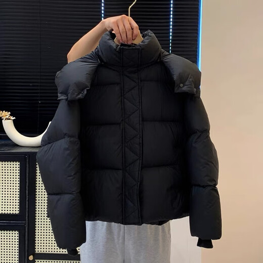 为柔波士顿羽绒服女2026年90白鸭绒泡芙龟背短款云朵加厚宽松连帽外套 白色新国标鸭绒 S (85-125斤)