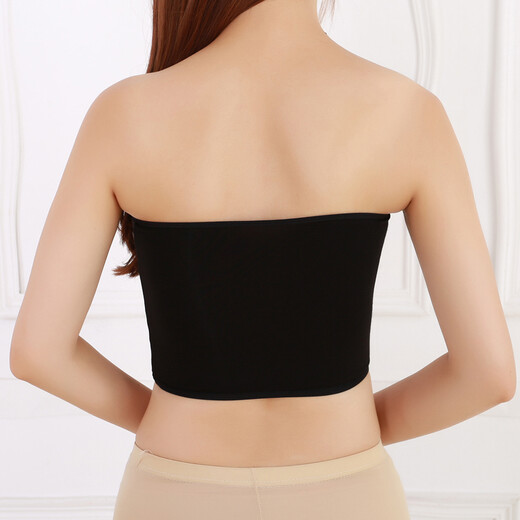 Summer tube top, anti-exposure bottoming underwear for women, black and white strapless short bra, large size 1 piece, black, one size fits all, lace edge (recommended 80-120 Jin Jin equals 0.5 kg)