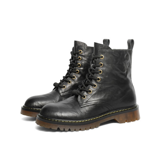 
Belle Street Retro Martin Boots Women's Shopping Mall Genuine Leather Outdoor Boots D3D1DDD4 Black-Single 36