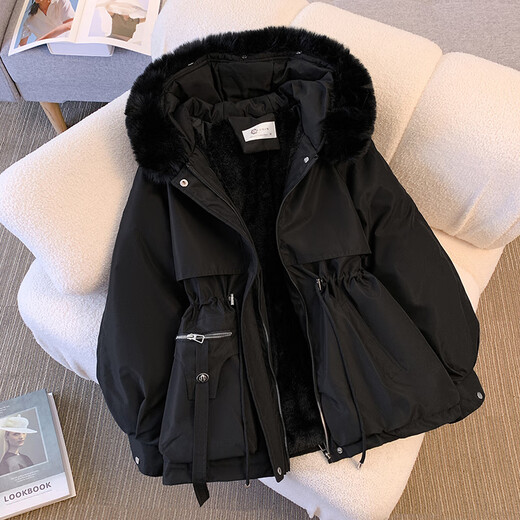 Yu Zhaolin Down Cotton Veste 2025 Nouvelle version coréenne de style coréen Version coréenne Mid-longueur Veste en coton hiver plus veste en coton Velvet Grande veste en laine de laine à l'abri du blanc suggère 105jin [Jin est égal à 0,5 kg] ou moins