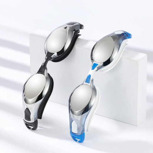 YINGFA electroplated swimming goggles, waterproof and anti-fog, glossy coating, equipped with anti-fog agent earplugs, large frame comfortable swimming goggles Y2800M, black coating + anti-fog agent + earplugs