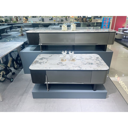 Cabinet télévisé Yusenyi et table basse Ultra Crystal Ultra Crystal Stone Combination Modern Simple Small Appartement 2025 Nouvelle table Salle 9720 TV Cabinet Micro Crystal Stone 2.0 * 0,4 Installation de porte à porte