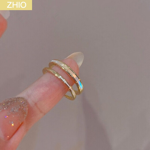 ZHIO niche light luxury double-layered shell ring plain ring adjustable index finger female personality simple fashionable fashionable ring ring shell double-layered ring