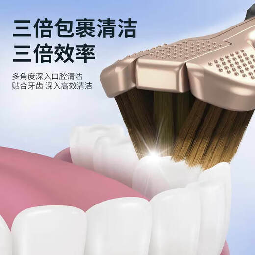 Brosse à dents à trois côtés à poil à la brosse à dents molle spéciale pour les hommes et les femmes enveloppez la décoration de maison à trois têtes ménage à 3 faces de nettoyage à 360 degrés poils doux 1 pièce