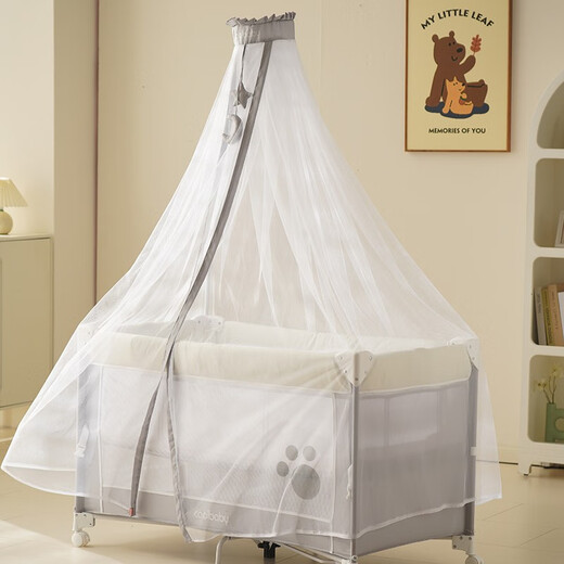 
coolbaby multi-functional crib foldable height adjustable movable splicing bed diaper table children's baby bed rice [premium] luxury model + fiber mattress
