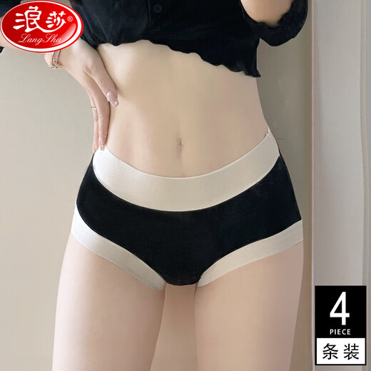 浪莎（LangSha）中高腰内裤女莫代尔棉裆4条透气大码薄款收小肚子三角收腹裤头