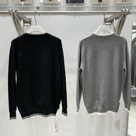 VJWK sweater men's autumn and winter new sweater Henry collar fake two-piece sweater men's autumn and winter 2024 new loose trend black Korean solid color S recommended 95-110Jin Jin equals 0.5 kg