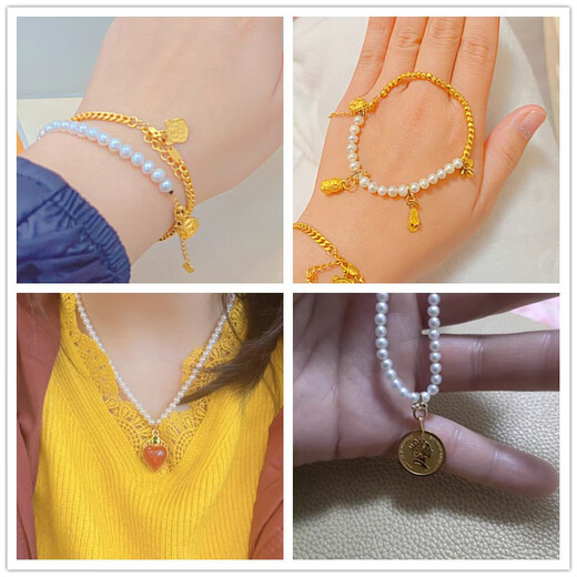 DL 1998 Fat Donglai same style 18k gold universal buckle head 18K gold buckle anti-fall DIY openable detachable pearl bracelet 18K deep gold l plain gold version 1 large size