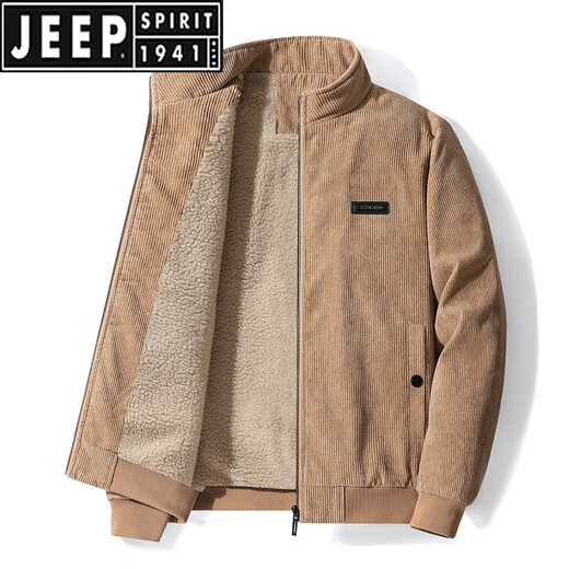 
JEEP SPIRIT winter corduroy cotton coat men's new style lamb velvet jacket winter top plus velvet thickened large size cotton coat men military green [hot-selling style] 2XL 125-140Jin [Jin equals 0.5 kg]