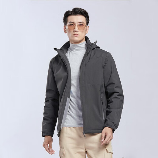 Specht (Tucano) plus Samtintegrierte Jacke für Frauen und Männer einschichtiger Außen- und Winterbergsteigerjacke warme weiche Schalen-Windbreaker 9930a dunkelgrau-Men [Solid Color] 4xl