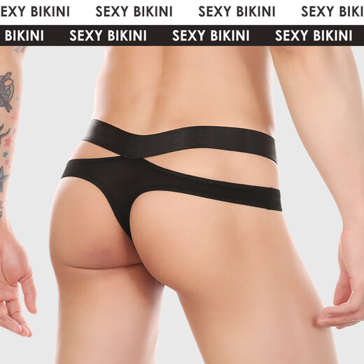 VeniMasee (VeniMasee) men's sexy underwear thong men's tight low waist youth personality single high fork U convex bag triangle fitness Haoyue White XL recommended weight 150-170Jin Jin equals 0.5 kg