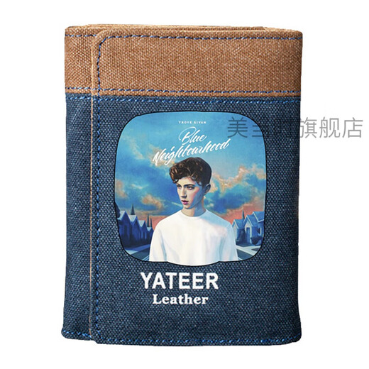 Jingga wallet high-looking student party Troye Xiwen men's trendy card bag wallet canvas retro fashion Korean version 3 Arknights Rhode Island