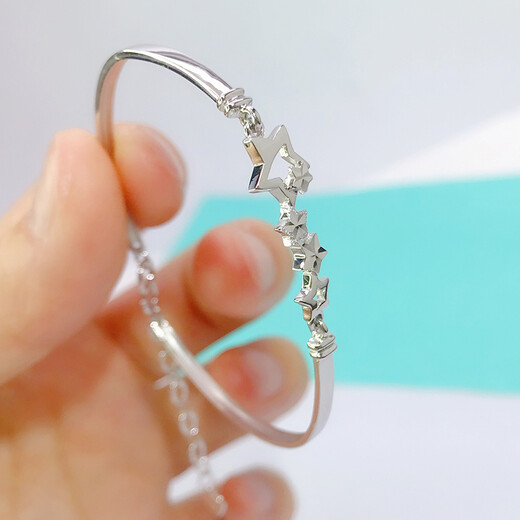 Heye Jewelry Pt950 Women's Platinum Gypsophila Bracelet Bracelet Chain Bracelet Women's Five-Pointed Star Platinum Bracelet Platinum 7.23g Length 16cm plus adjustment chain