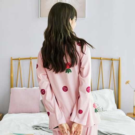 Urban Beauty Pajamas Women's Lapel Cardigan Long Sleeve Pants Fresh Printed Cotton Can Be Weared Outside Four Seasons Home Clothing Set 2H0113