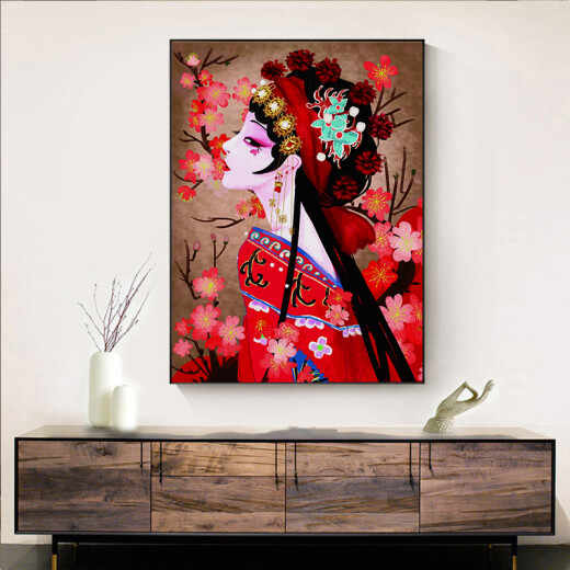 Shengshi Taibao Cross Stitch Painting Living Room Decoration Handmade Embroidery Chinese Style Bedroom Entrance Decoration Hua Dan Girl 50*65