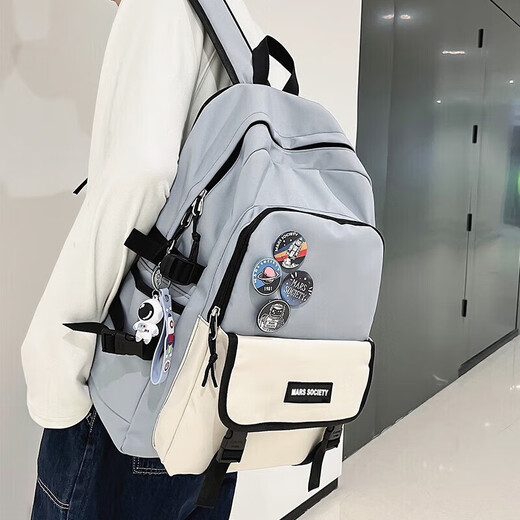 Sac à dos de Langfei pour sac à dos masculin pour les élèves du collège et les collèges du secondaire Sac école grande capacité pour femmes de voyage Business ordinateur portable bleu grande taille + pendentif + badge aléatoire