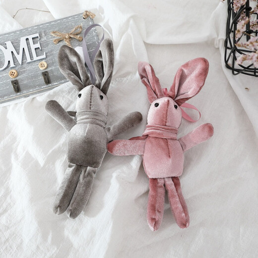 Schoolbag hanging chain women's clothing dead rabbit key chain female cute internet celebrity Korean version student schoolbag hanging bag hanging decoration couple small gift brown [pretending to be dead rabbit]