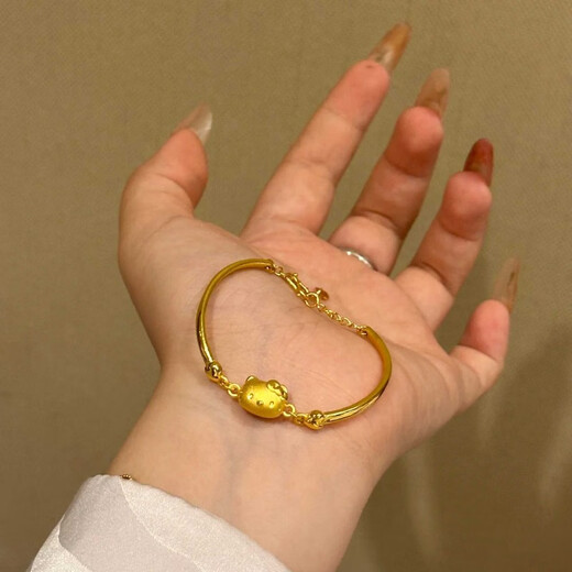 Pupan Old Phoenix Gold Store Gold Kitty Cat Bracelet Sweet Princess Style 18k Gold Bracelet Female Internet Celebrity Y Cat Bracelet Chain