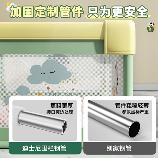 迪士尼儿童游戏爬爬垫婴儿围栏地上栅栏爬行垫宝宝小孩客厅护栏游乐园 180*200cm丨家用室内整套地围栏 1cm垫子+60海洋球+收纳袋+2拉环
