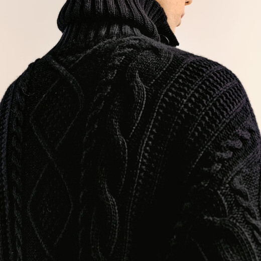 Skizzieren Sie Herrenherbst- und Winter neuer lässiger loser Pullover Strickjacken komfortable warme Jacquard Retro Design Jacke Trend 001 Buch Black L