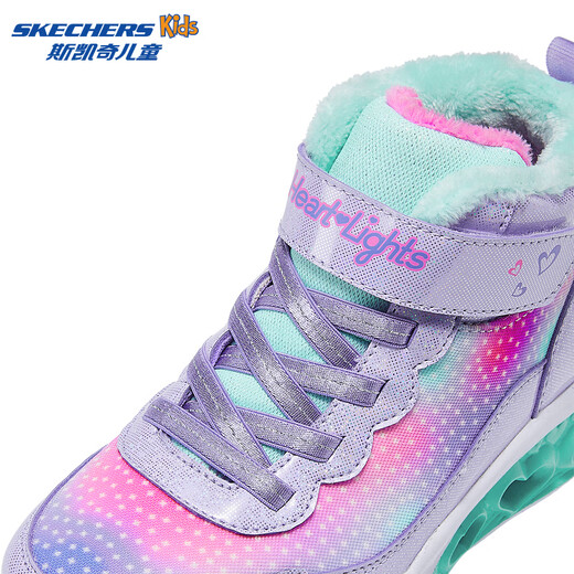 Skechers斯凯奇儿童秋冬保暖运动鞋舒适闪灯休闲棉靴302677L 677L薰衣草色/多彩色/LVMT 28.5