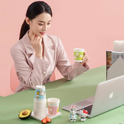 宜洁（yekee） 一次性纸杯 卡通可爱家庭增厚不渗漏250ml Y-9558/9926/9925 80只纸杯250ml(树叶图案) Y-9926
