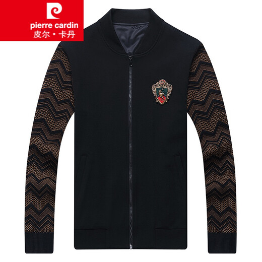 Sweat-shirt de Pierre Cardin Sweat Men's Sports Suit pour hommes et automne décontracté deux pièces décontractées et polyvalent beaux pantalons veste veste en tricot noir 6628 165 / 80A