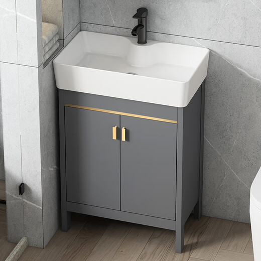 Dafify kleine Wohnung Badezimmerschrank Keramik integriertes Becken bodenstand extrem schmales Waschbeckenschrank kombinierter Balkon Waschbecken Waschbecken Waschbecken 4837 Grau 1618 Haupttürabfluss