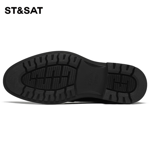 Saturday men's toe-layer cowhide business formal leather shoes three-joint versatile casual leather shoes for men black 41