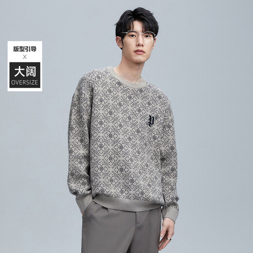 Peacebird Herren Round Neck Pullover Herbst Herbst Lose Vollversion Jacquard bestickter Pullover Männer Black (Big Bun) M.