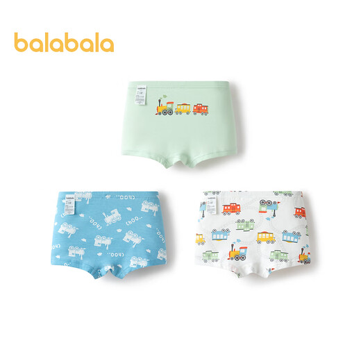 Balabala baby underwear cotton type A children's boxer shorts boy baby skin-friendly boxer briefs three-pack blue-green tone 00384 3 pairs 110
