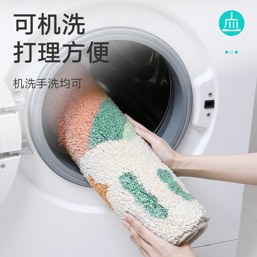 Dajiang Flocking Bathroom Mat Salle de bain Anti-slip Absorbant le tapis de pied semi-cercle 45x75cm