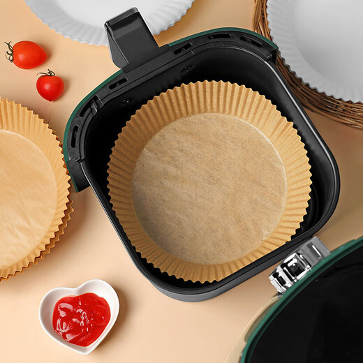 Special paper tray for air fryer, oil-absorbing paper plate, oil-proof silicone paper, no-wash pot, non-stick, high-temperature resistant baking mat paper, 50 round sheets, blister box, oil-proof paper