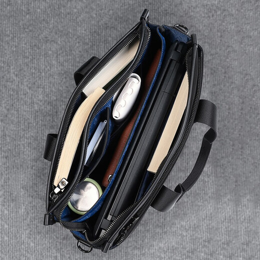 Losbury Men's Handbag Casual Canvas Briefcase Men's Business Waterproof Office Computer Bag Shoulder Sports Official Backpack Black 40*29*10cm (15 inches)