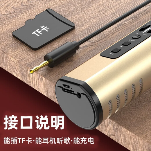 TINGSHENGZHE无线话筒音响一体麦克风k歌神器手持家庭专用ktv蓝牙电视卡拉ok手机扩音器自带声卡套装会议直播 【双喇叭大音量-操作简单】银色 官方标配