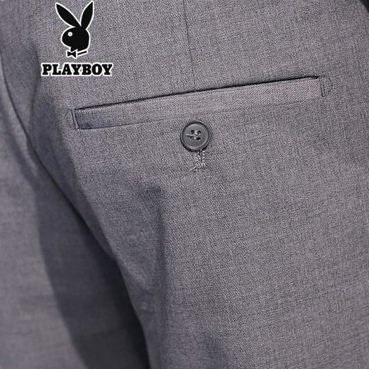 Playboy suit men's slim professional suit blazer casual suit wedding best man groom suit groom suit one button black single suit (send shirt) XL
