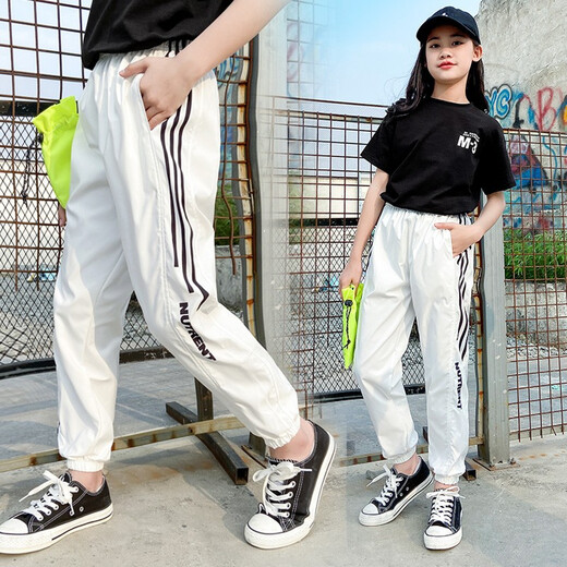 优优1点（Yoyo one）女童裤子夏装儿童夏季大童休闲运动裤12岁女孩防蚊裤夏天薄款长裤 1391黑色+2695白色【冰丝套装】 160(身高150-160cm)
