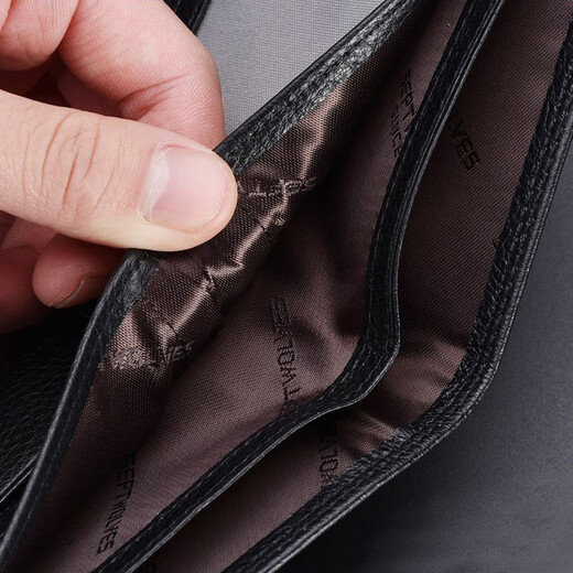 Septwolves Men's Wallet Thickened Short Wallet Widened and Large Capacity Genuine Leather Horizontal and Vertical Cowhide Clip with Zipper Soft Leather Horizontal Thickened Wallet