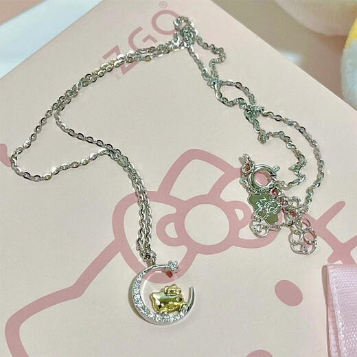 Mansheng kitty cat necklace female student Hello Kitty clavicle chain best friend pendant Valentine's Day birthday gift for girlfriend necklace bow gift box