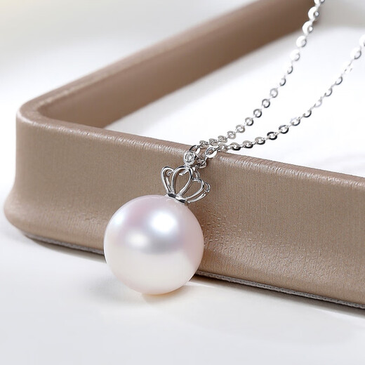 Nanxi 18K gold diamond crown bright freshwater pearl pendant for women simple versatile necklace clavicle chain birthday gift almost flawless Aurora 11-12mm