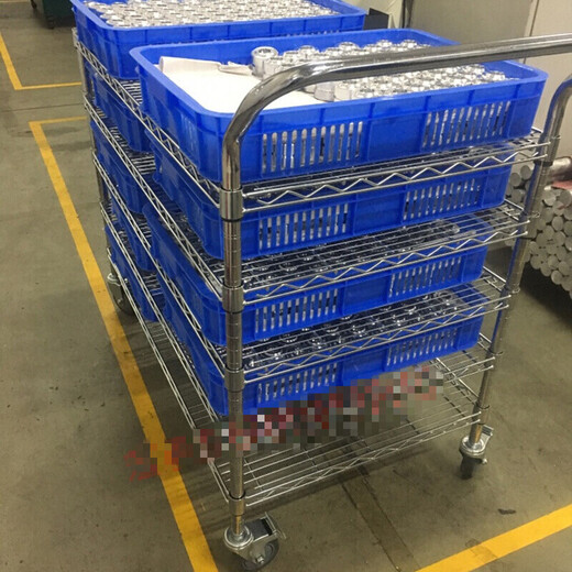 
Yuechangsheng factory workshop small push cart three-layer transfer truck material rack chrome-plated electrostatic turnover truck mobile tool truck 757*457*1040 Three-layer single handrail 3-inch wheel