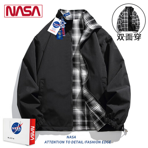 NASA RHUDE autumn jacket men's couple wear casual jacket men's autumn and winter baseball uniform trendy men's spring and autumn clothes men's khaki (reversible) M (115-135Jin Jin equals 0.5 kg)