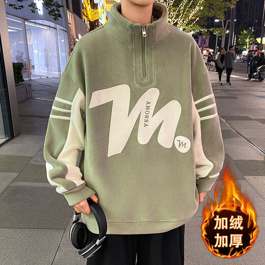柏乐迪秋冬季12-15岁初中学生男孩加绒加厚卫衣16青少年大童打底衫上衣 MQ-9793黑色（加绒加厚）高品质 165 L（ 建议90-110斤）