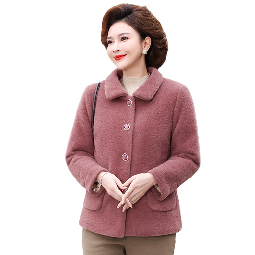 Xuexi (XUEXI) mother's winter velvet coat, short, foreign style, middle-aged and elderly women's winter imitation mink velvet coat, grandma and mother outfit