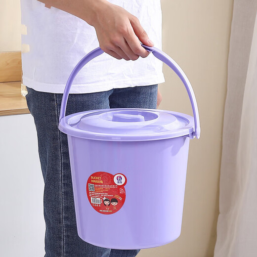 Chenzhi Shangpin Plastikeimer, Hand mit Deckel, verdickter Hausbenutzer im Freien Wassereimer, Fischereispeicher Multifunktionaler Wassereimer 6628-Large Rot (25*22 cm)