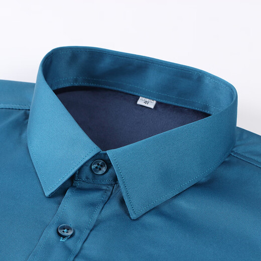 立蒙加绒加厚保暖衬衫男士商务休闲保暖衬衣秋冬中年打底衫白色41