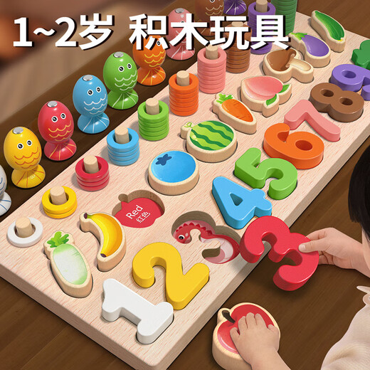 Katio Kinderblockversammlung Spielzeug 1-2-3 Jahre alt Bildung Baby Spielzeug digitale Form Karte von Jungen und Mädchen 6 [0-100] Digitale Karte [Massivholzmaterial-brandneue Verdickung-Anti-bunte Schlucken]