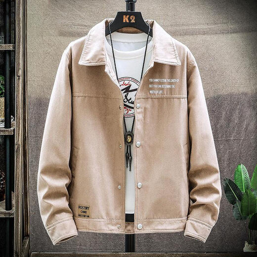 欣垚麂皮绒牛仔外套男士秋冬季工装夹克男装加绒加厚修服装服饰5折券 [常规]K12801卡其 L